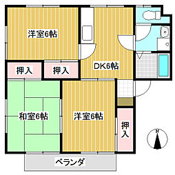 グリーンハイツ山口 3DKの間取図画像