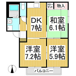 エスポアールB 3DKの間取図画像