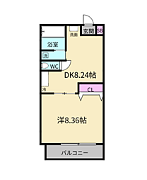 エクシード弁天4 1DKの間取図画像