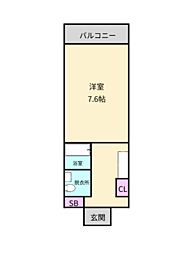 プロスペースベンテン 1Kの間取図画像