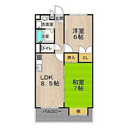ブランドール・M3 2LDKの間取図画像