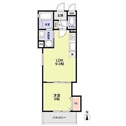 フォレストクリエオーレ城垣町壱番館302 1LDKの間取図画像