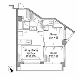 マートルコート恵比寿南・2 2LDKの間取図画像