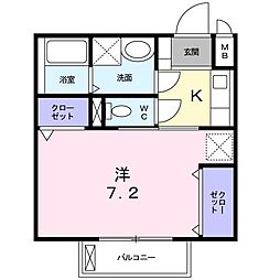 エスポワメゾン 1Kの間取図画像