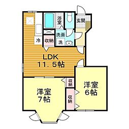 ソジャーナイン・クレスト 2LDKの間取図画像