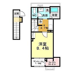 下関市綾羅木新町1丁目アパート 1Kの間取図画像