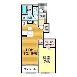 エム・ワイ・ポポラ1 1LDKの間取図画像