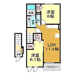 エルカーサ2 2LDKの間取図画像