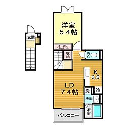 シーパレス 1LDKの間取図画像