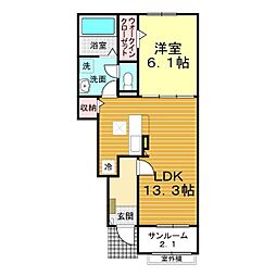 サンライズ 富士広 1LDKの間取図画像