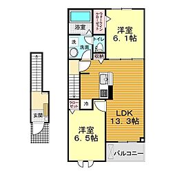 ベルルーナ小月 2LDKの間取図画像