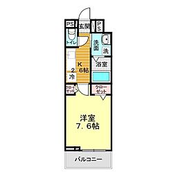 青龍シャトー 1Kの間取図画像