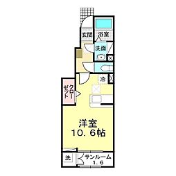 レジデンス宝町 ワンルームの間取図画像