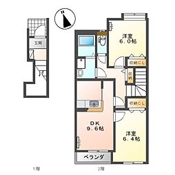 エポックタウン 2DKの間取図画像