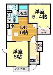 ファミール八王子A 2DKの間取図画像