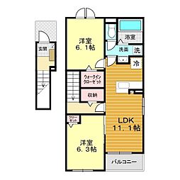 ブラッサム 2LDKの間取図画像