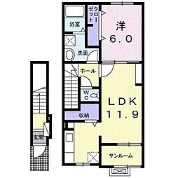 メゾン・ハヤブサ2A 1LDKの間取図画像