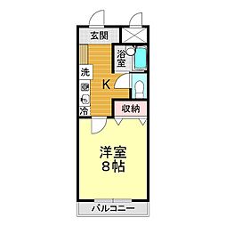 シャン・ド・フレーズ 1Kの間取図画像