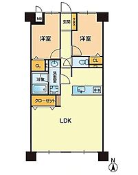 クローバーマンション坪井中央公園 2LDKの間取図画像