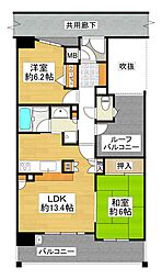 クレアシティ布施 2LDKの間取図画像