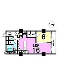 南博多パールシャトー 1LDKの間取図画像