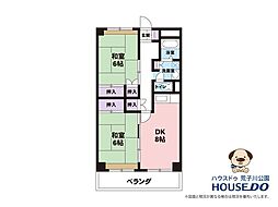 港楽ハイツ1号棟 2DKの間取図画像