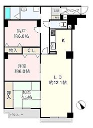 カサベラ鷹取南館 2LDKの間取図画像