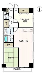 ヴェルドール兵庫 1LDKの間取図画像