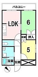 カエサル入間 2LDKの間取図画像