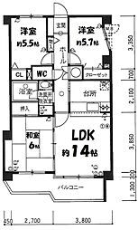 エステートマンション長丘 3LDKの間取図画像