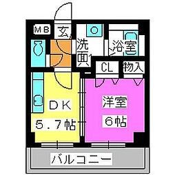 ボンメゾン2 1DKの間取図画像