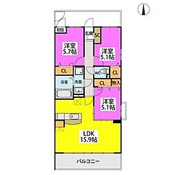 テラフォルトゥーナ 3LDKの間取図画像