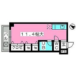 インペリアルヒルズ高宮 ワンルームの間取図画像