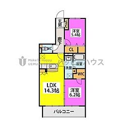 グランソレイユ 2LDKの間取図画像