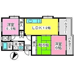 コーポウィステリア24 3LDKの間取図画像