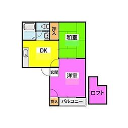 シティベール海老津 2DKの間取図画像