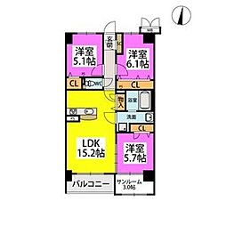 ベガライト別府 3LDKの間取図画像