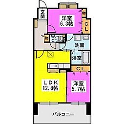 プロスペレー駅前 2LDKの間取図画像
