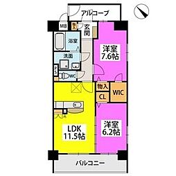 ベルカンパーニュ 2LDKの間取図画像