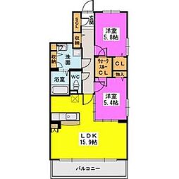 ラ・エクラン 2LDKの間取図画像