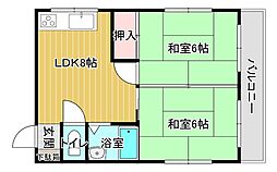 ベルハイム 2LDKの間取図画像