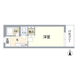 セザール烏森 1Kの間取図画像
