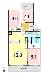 グリーンヒルズ本厚木 3LDKの間取図画像