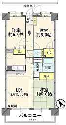 サンクレイドル高崎ガーデンコート 3LDKの間取図画像