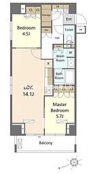 レグノ・カリテ品川シーサイド 2LDKの間取図画像