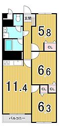 第2ファミール札幌 3LDKの間取図画像