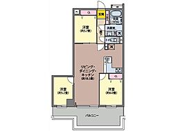 港北ファミールハイツ10号棟 3LDKの間取図画像