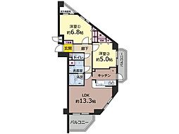 ライオンズマンション美しが丘 2LDKの間取図画像