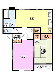 ハイツさいがた 2DKの間取図画像