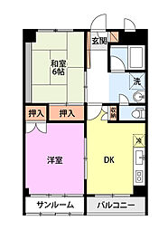 メゾンヒカリ 2DKの間取図画像